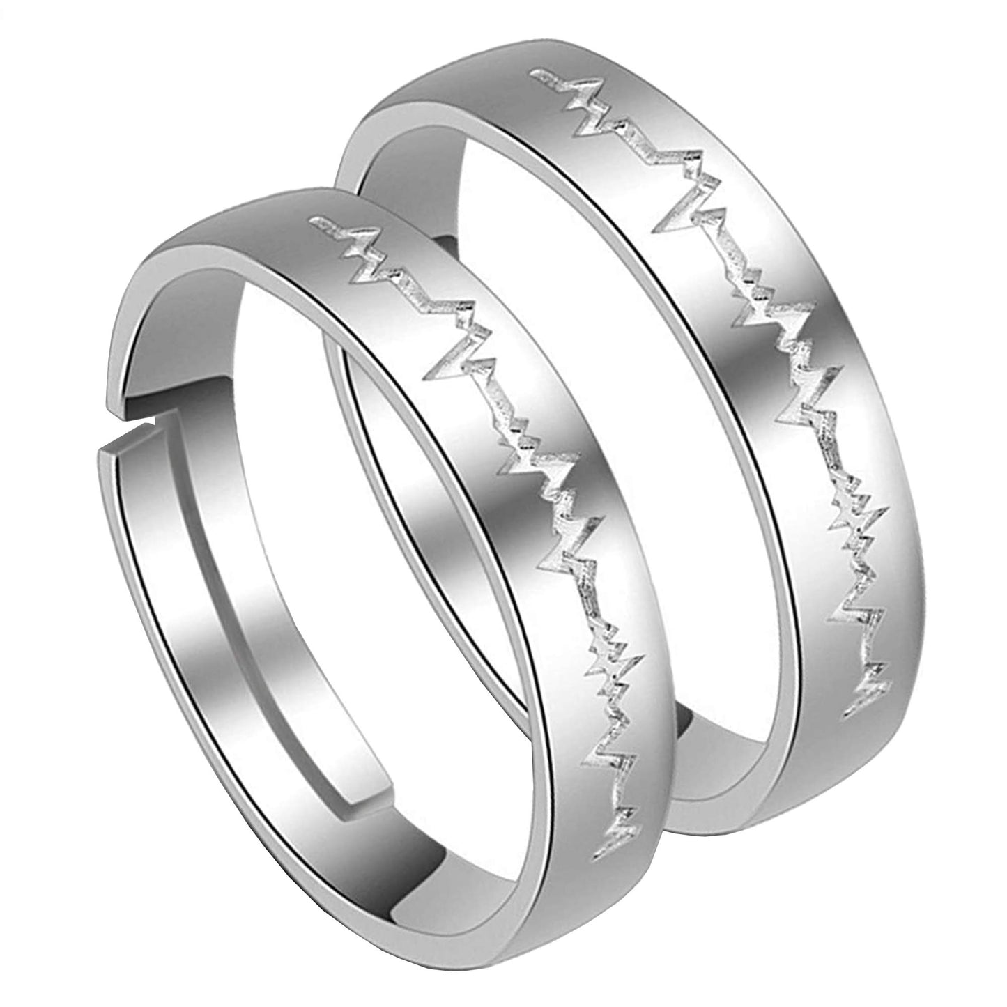 GIVA 925 Sterling Silver Heartbeat Couple Rings, Adjustable | Promise Rings For Men & Women | With Certificate of Authenticity and 925 Stamp | With Certificate of Authenticity and 925 Stamp