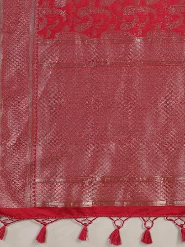 Meena Bazaar Woven Art Silk Saree With Blouse Piece | Pink