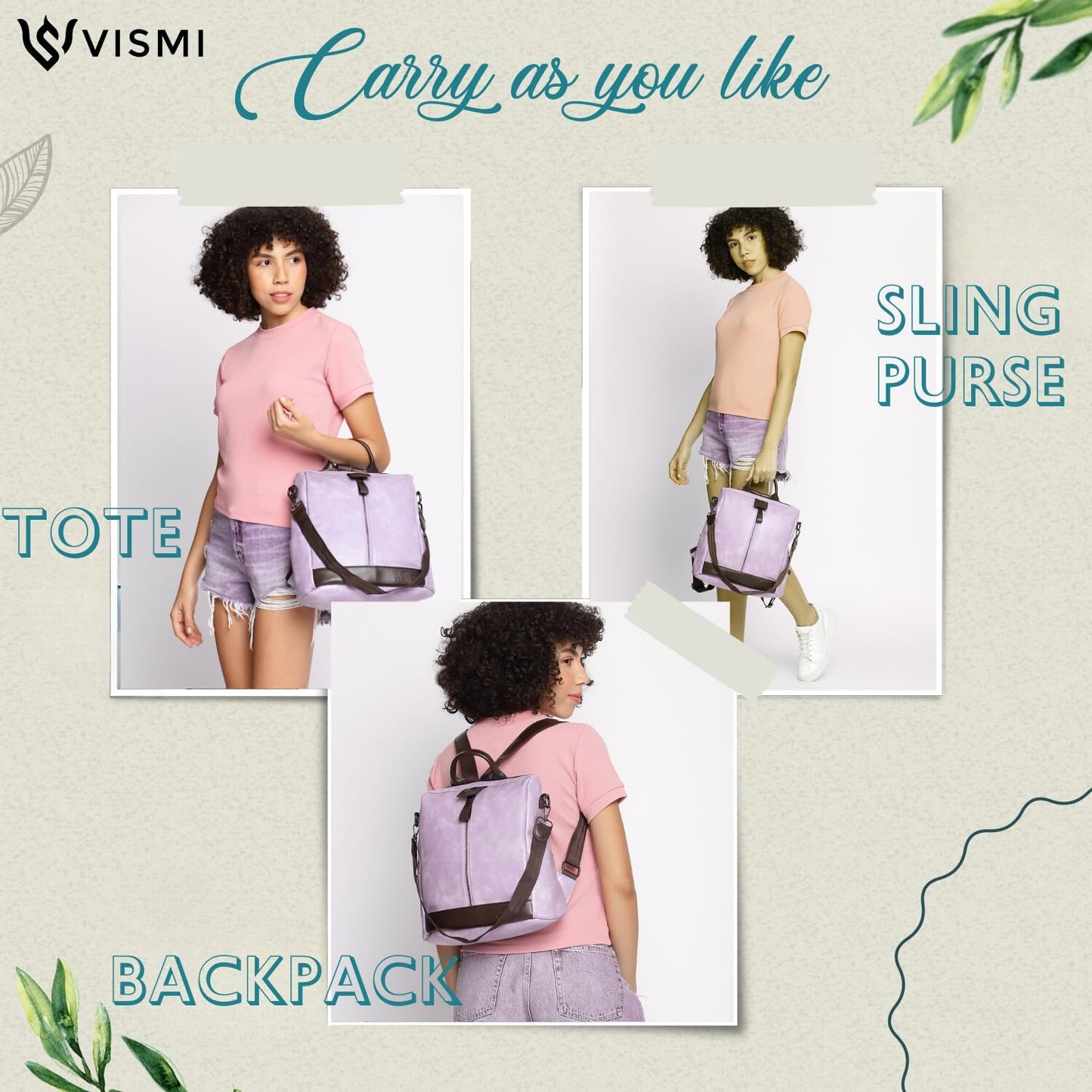 VISMIINTREND Backpack Bags for Women/Girls Stylish| Shoulder Sling Handbag Purse| Office | Travel | College | Daily-Use | Convertible |13 Inch Laptop Backpacks | Corporate Gifts|Rakhi Gift for Sister