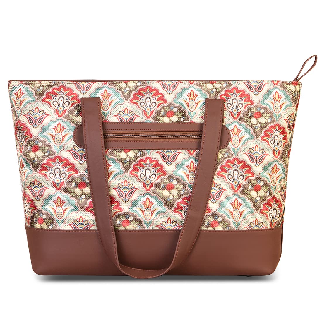 ZOUK Women's Handcrafted Mughal Art Multicolor Shoulder Tote Bag and Handbag for Office and College