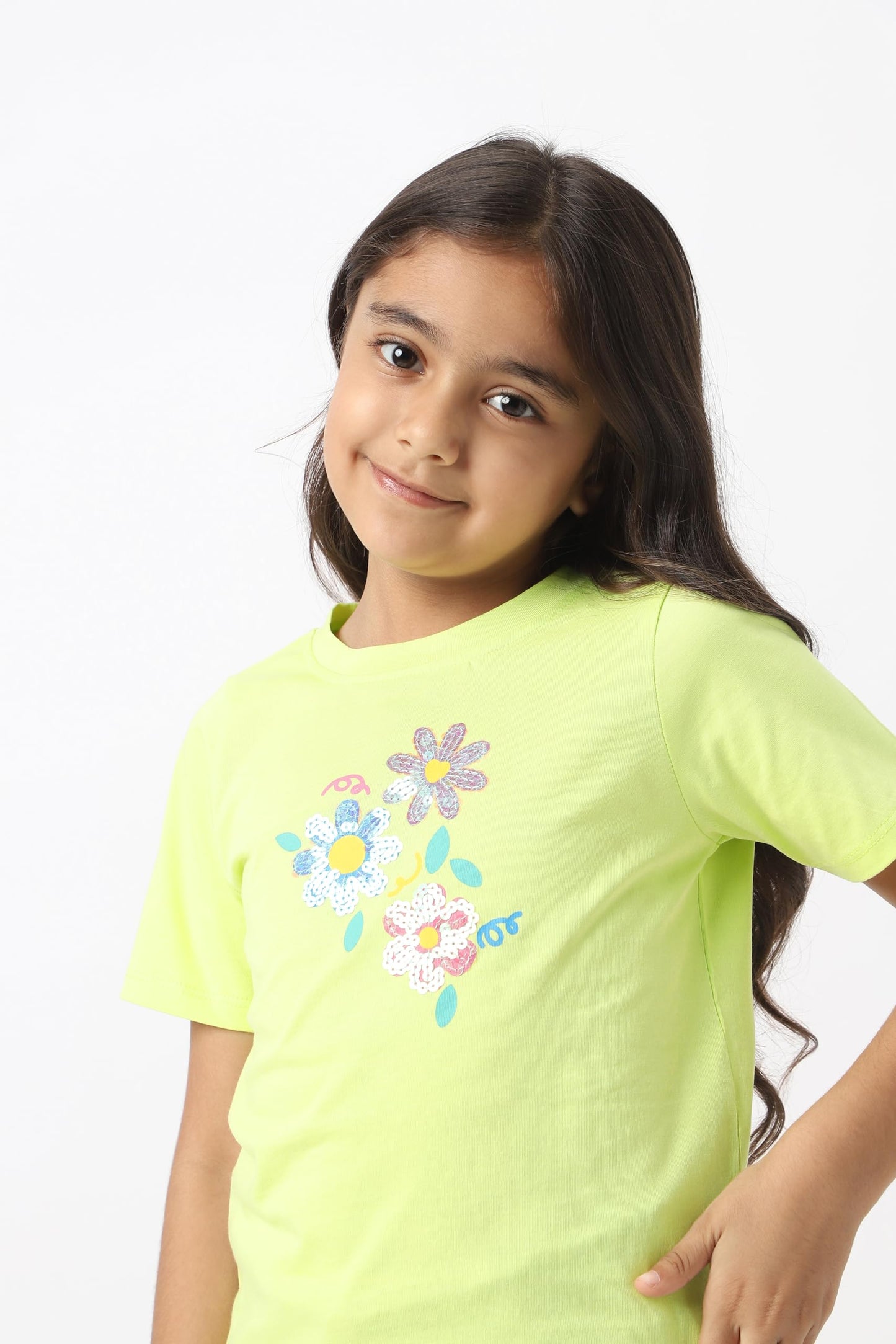 Nautinati Girls Printed Half Sleeve T-Shirt | Age 3-8 Years Lime Green