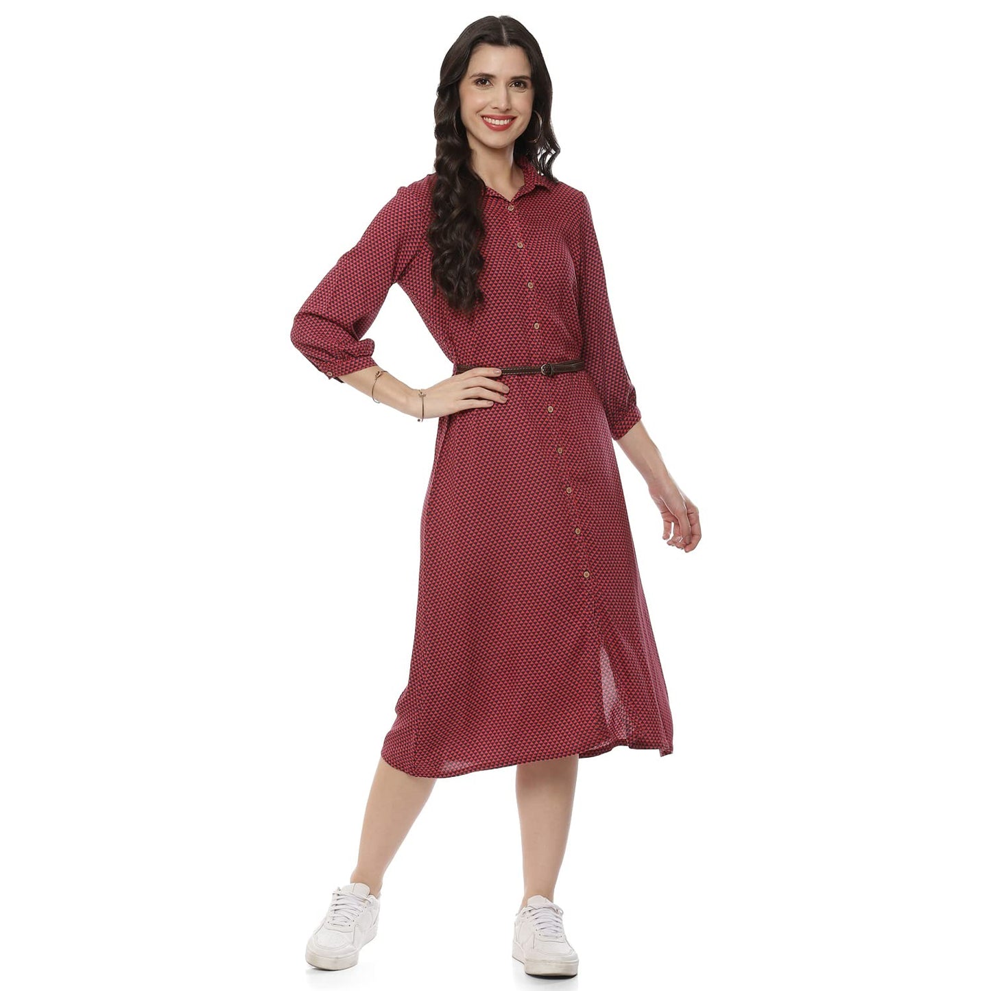 Rangriti Women's Ethnic Maroon Viscose Dress