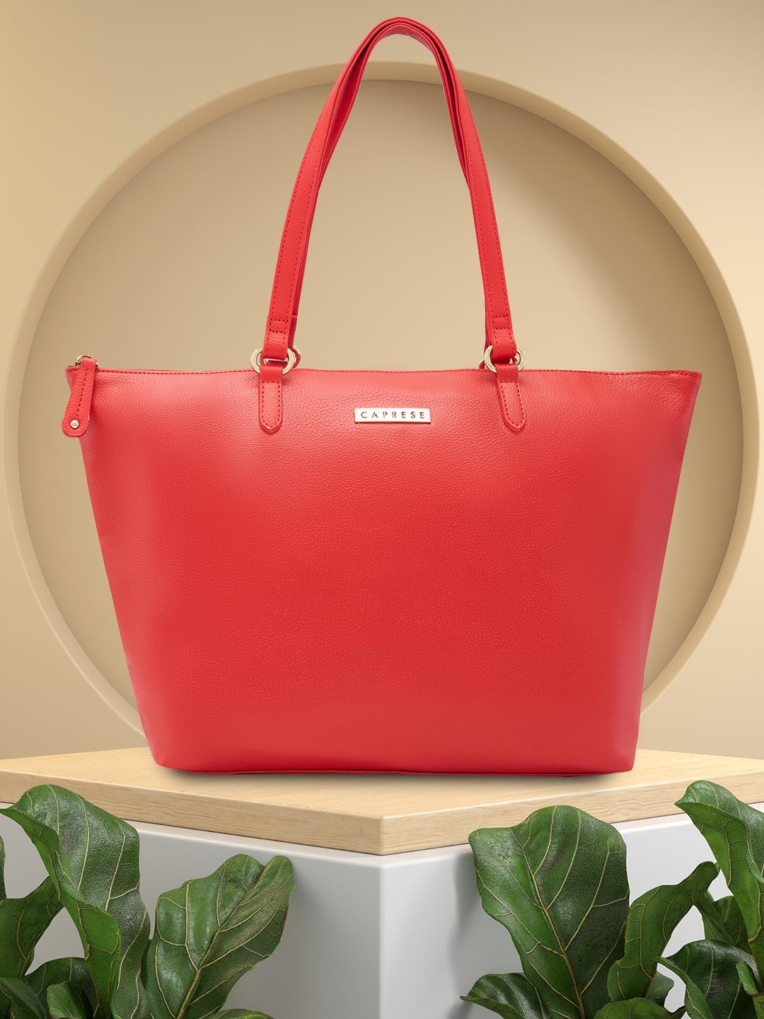 Caprese Ivy Tote Bag, Large-Red | Stylish Handbag for Women | Spacious, Versatile Office & Daily Essentials Tote | Top Zip Closure