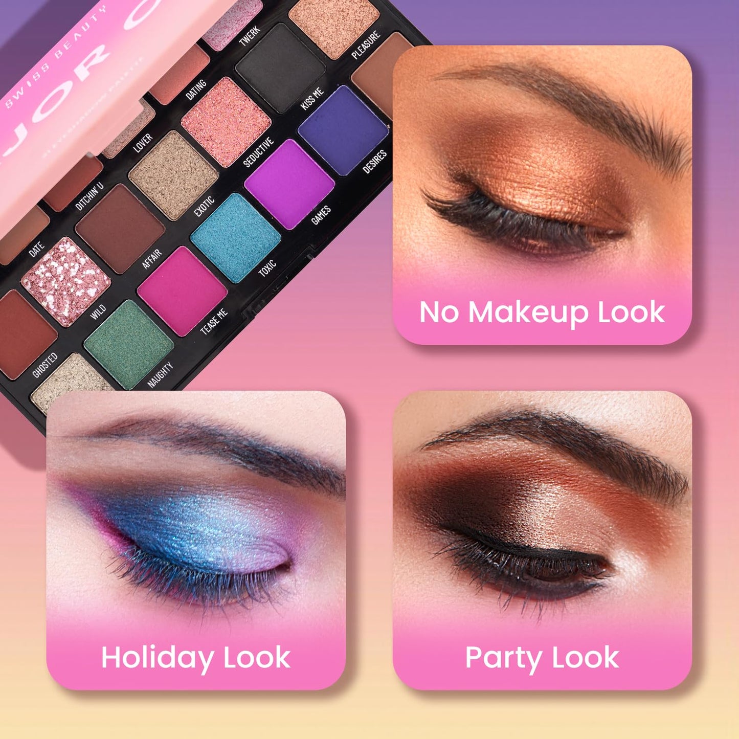 Swiss Beauty Major One Eyeshadow Palette with 21 Highly blendable shades | Blend of Mattes, Metallics and Shimmers | Multicolor, 20gm
