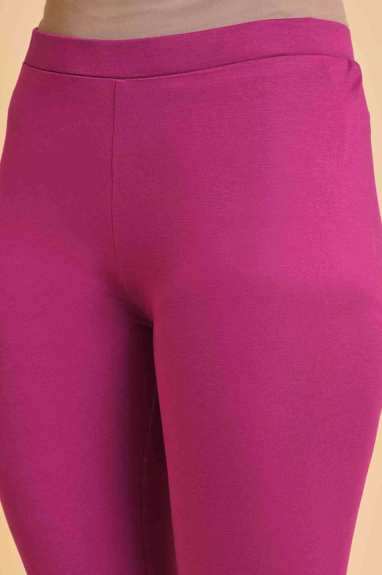 W for Woman Women's Polyester Kurta Set with Tight & Dupatta (23FESP11306-120928_Dark_Pink, Small)