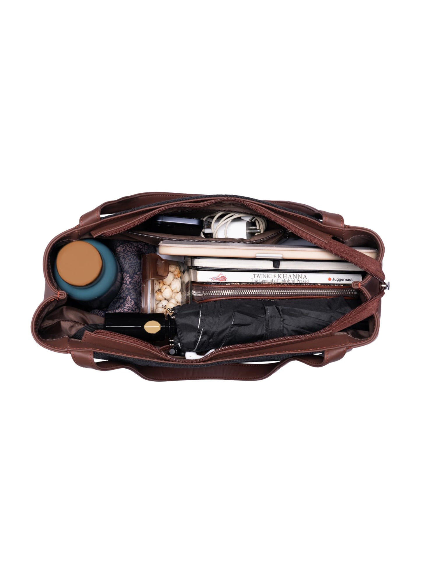 ZOUK Jodhpur Damask Motif Printed Jute Handcrafted Vegan Leather Brown Women's Shoulder Luna Handbags | Ladies Purse Handbag