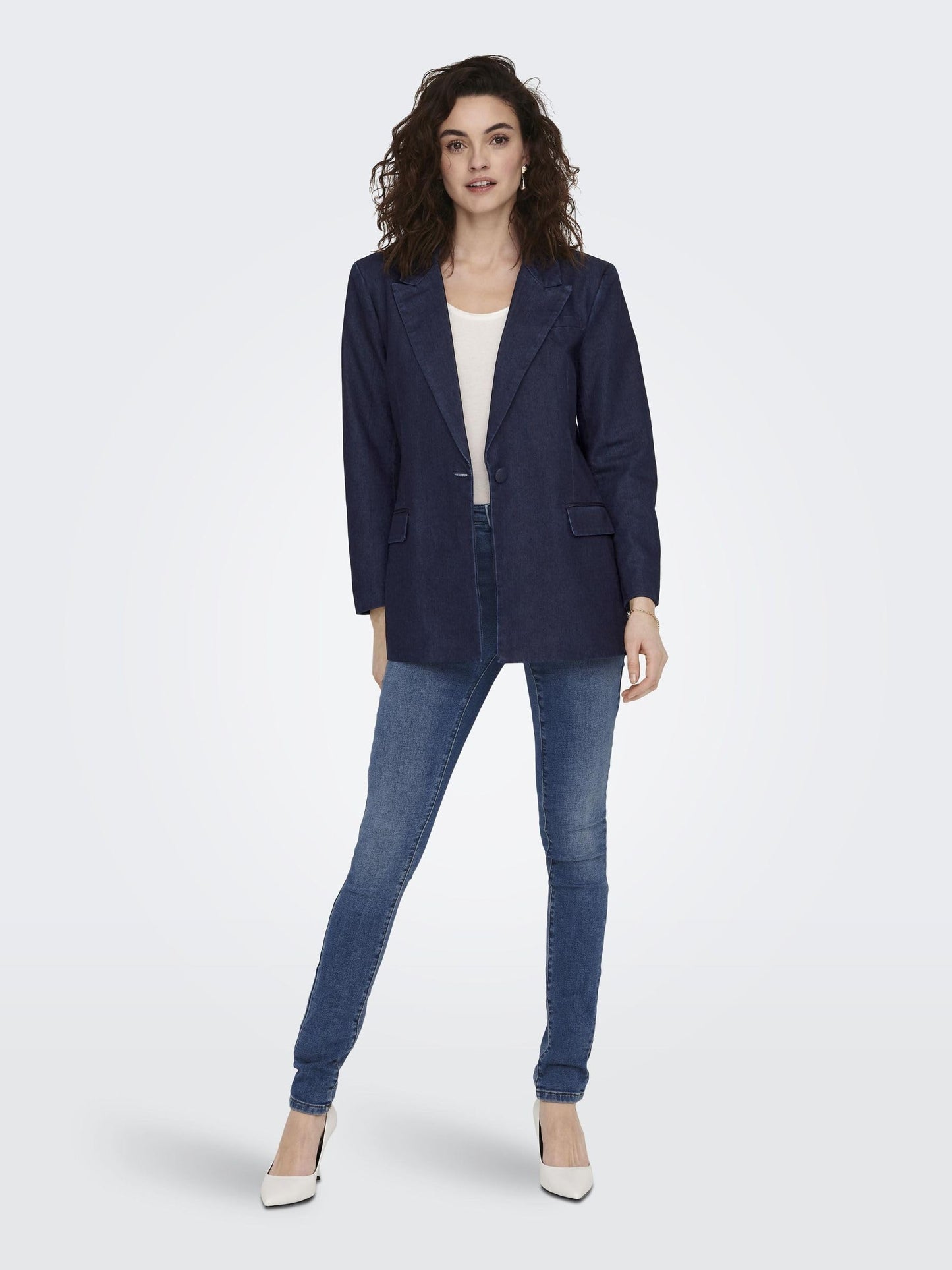 ONLY Regular Fit Blazer (122562501_Dark Blue Denim_S)