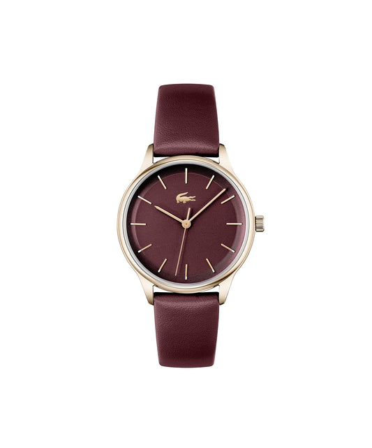 Lacoste Club Qtz Basic Red Round Dial Women's Watch|Red Leather Material|Red Color Band - 2001256