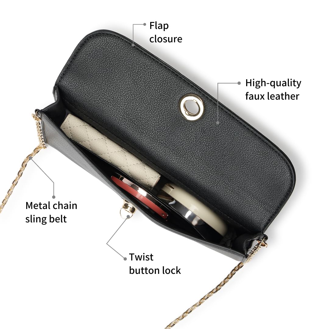 Fastrack Chain Reaction Sling Bag for Women | Medium Size with Flap Closure, Twist Lock and Gold Metal Chain | Stylish Sling Bag for Parties and Casual Outings