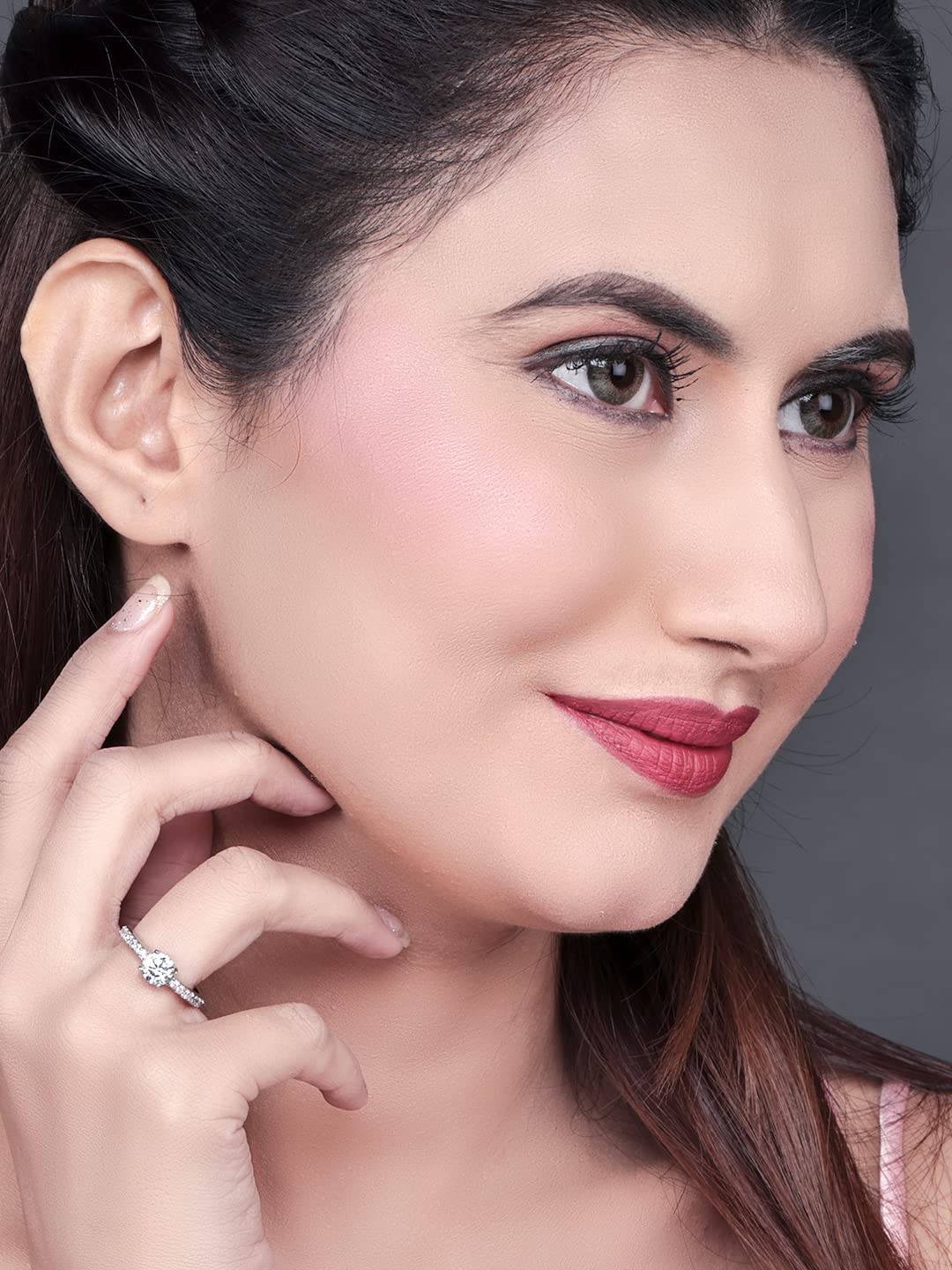 Pissara Splendid 925 Sterling Silver Valentine Day Gift Cubic Zirconia Finger Ring For Women And Girls|With Authenticity Certificate, 925 Stamp & 6 Months Warranty (Lr104650)