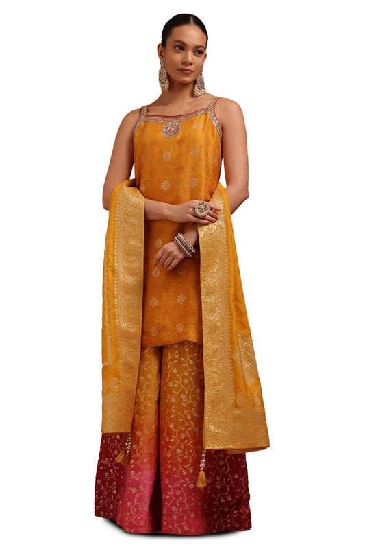Soch Women's Brocade Salwar Suit Set (EWA5CD22385_Mustard