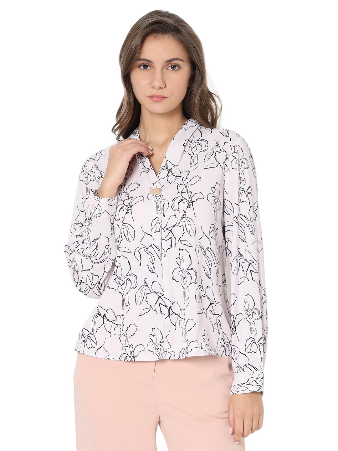 Vero Moda Women's Floral Relaxed Fit T-Shirt (10317933-Soft Pink_Soft