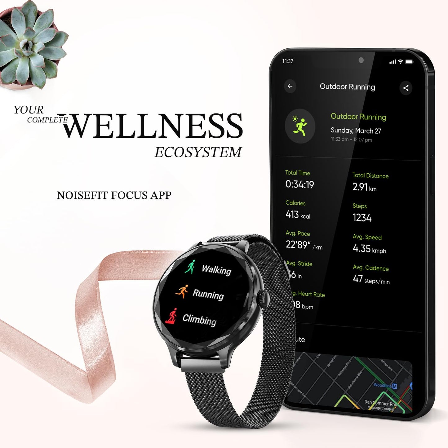 Noise NoiseFit Grace Smartwatch - Black Link