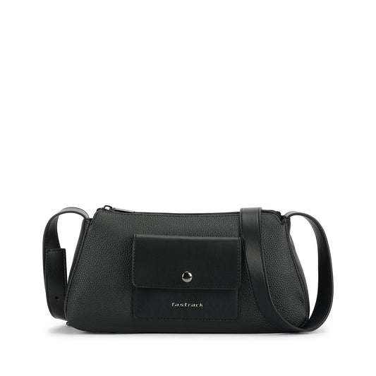 Fastrack Stellar Sling Bag for Women| Faux Leather Sling with Adjustable Belt | Small Grain Texture and Front Button Pocket | Trendy Handbags for Women | Compact Sling for Girls