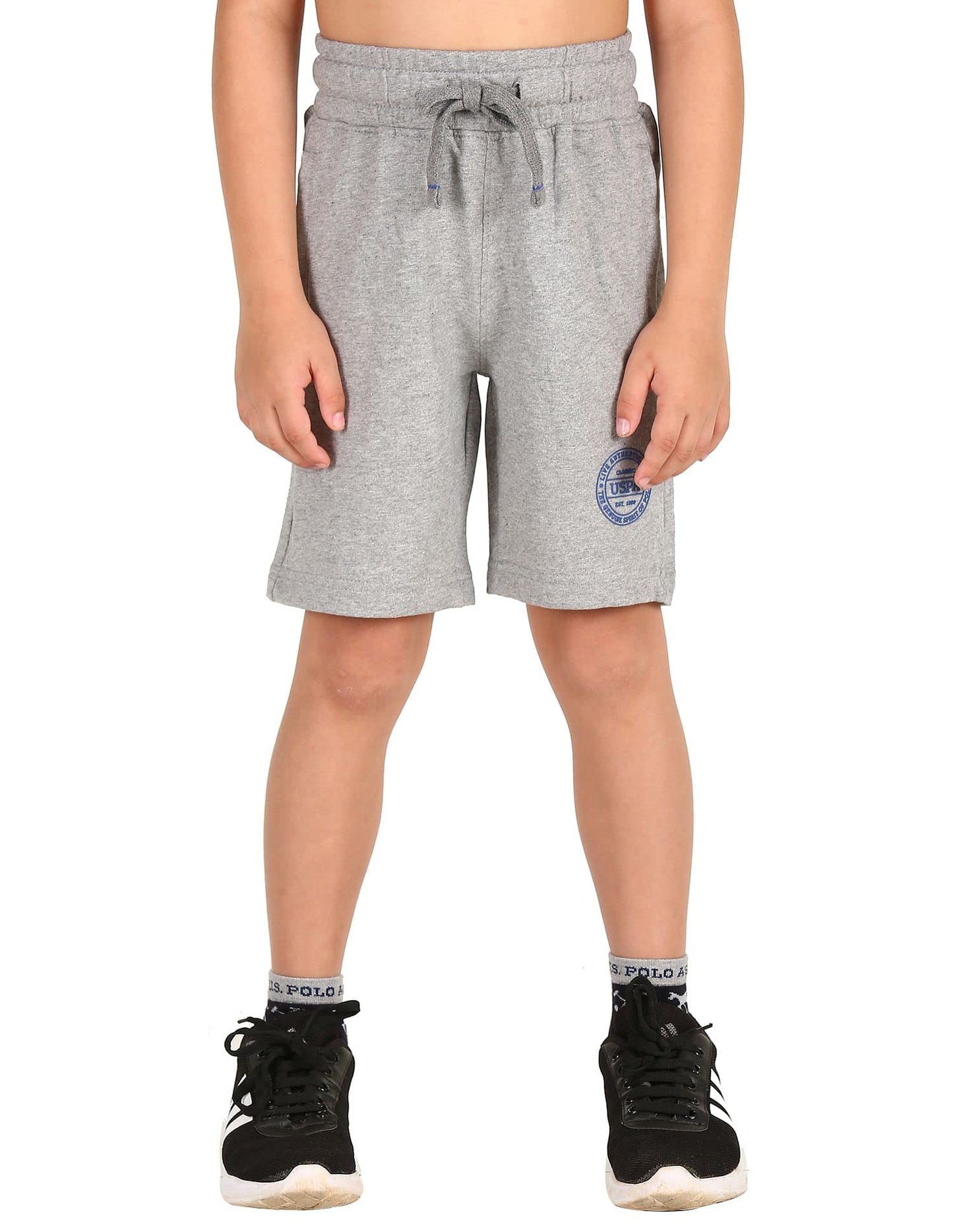 U.S. POLO ASSN. Boy's Cotton Heathered IKSA Shorts - Pack of 1 (GREY MELANGE L)