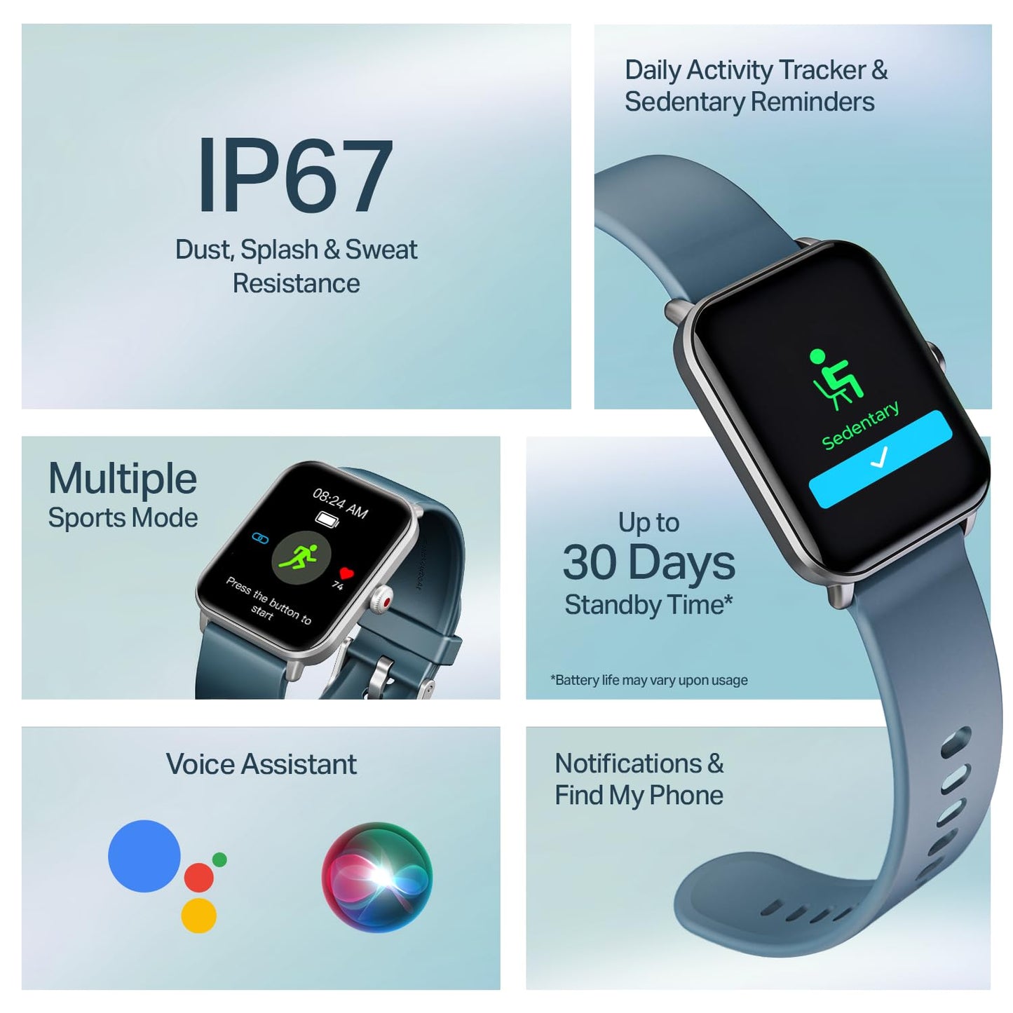 boAt Wave Call 2 with 1.83” HD Display, Advanced BT Calling, Functional Crown, Cloud & Custom Watch Faces, Multiple Sports Modes, IP67, HR, Sleep & SPO₂ Monitor Smart Watch(Cool Blue)