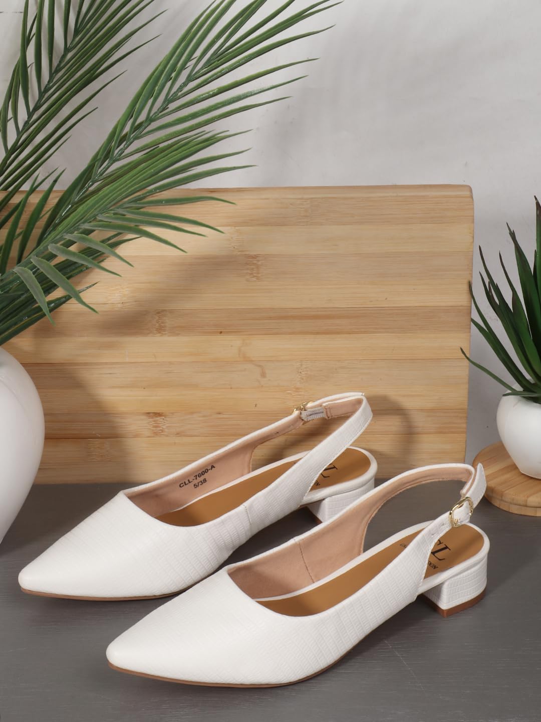 Carlton London Women White Stylish Slip On Shimmer Backstap Fashion Sandals for Casual use, Outdoor, Party and Holidays with Block Heels (39)