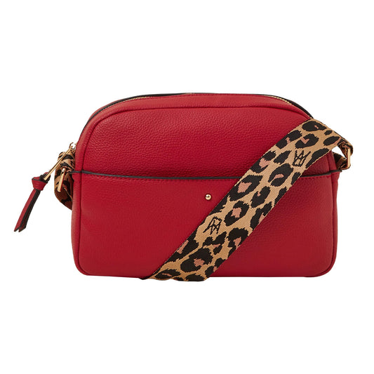 Accessorize London Women's Red Curved Camera Sling Bag | Ladies Purse Handbag | crossbody bags for women| Ladies Gift