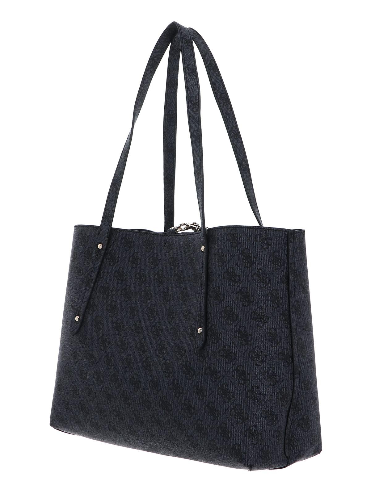 GUESS Women's Charcoal Printed Tote Bag with Pouch| Ladies Purse Handbags | Gift For Ladies