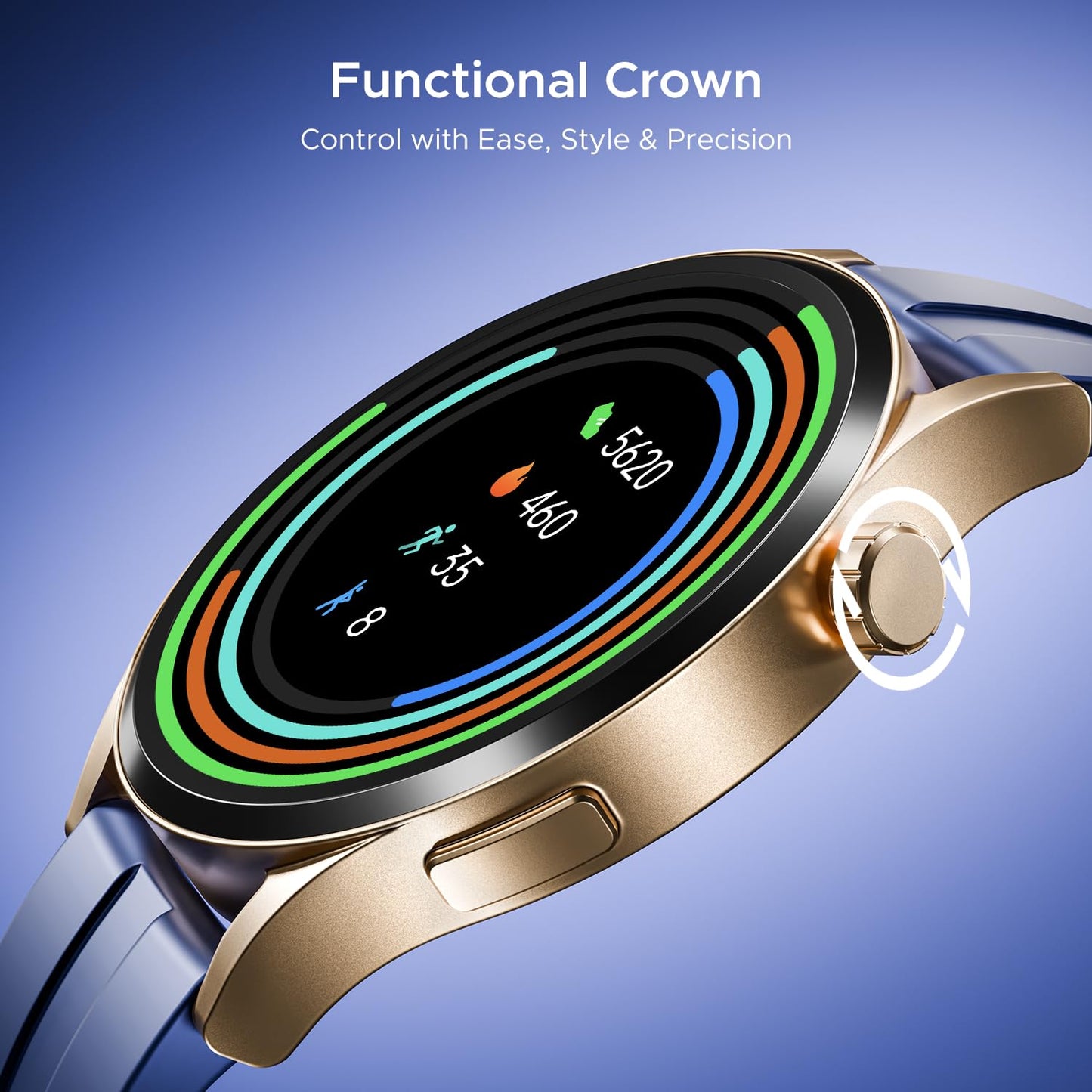 boAt Chrome Horizon, Video Watch Faces, 1.51” AMOLED Display, HRV & VO2 Max, Auto-Activity Detection, ASAP Charge, Advanced Bluetooth Calling, IP68, Heart Rate & SpO2 Monitor Smart Watch(Royal Blue)