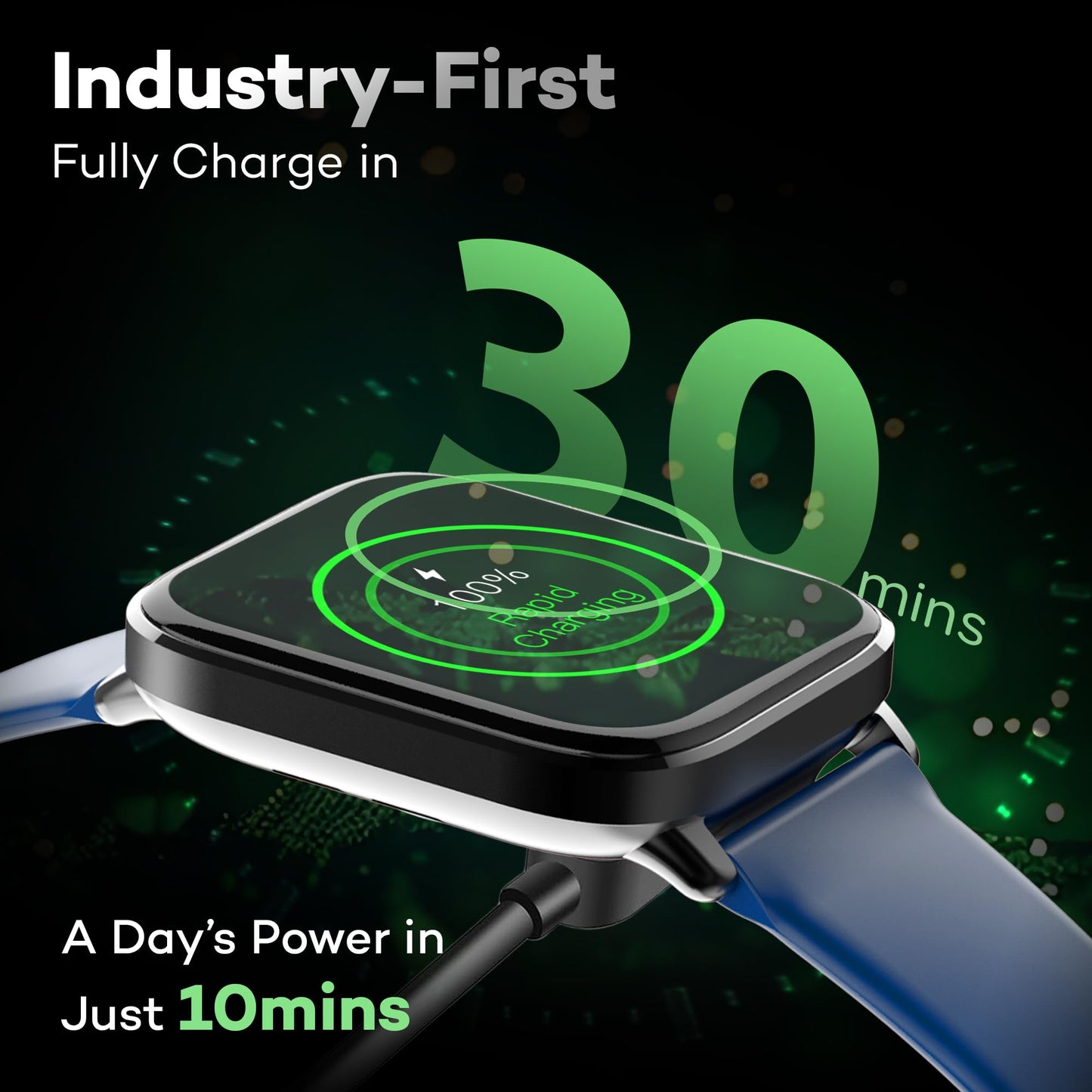 (Refurbished) Pebble Ultra Rapid 1.83" HD Display. India's First Fastest Charging, Premium Metal Built, Unisex Design Smartwatch (Winter Blue)