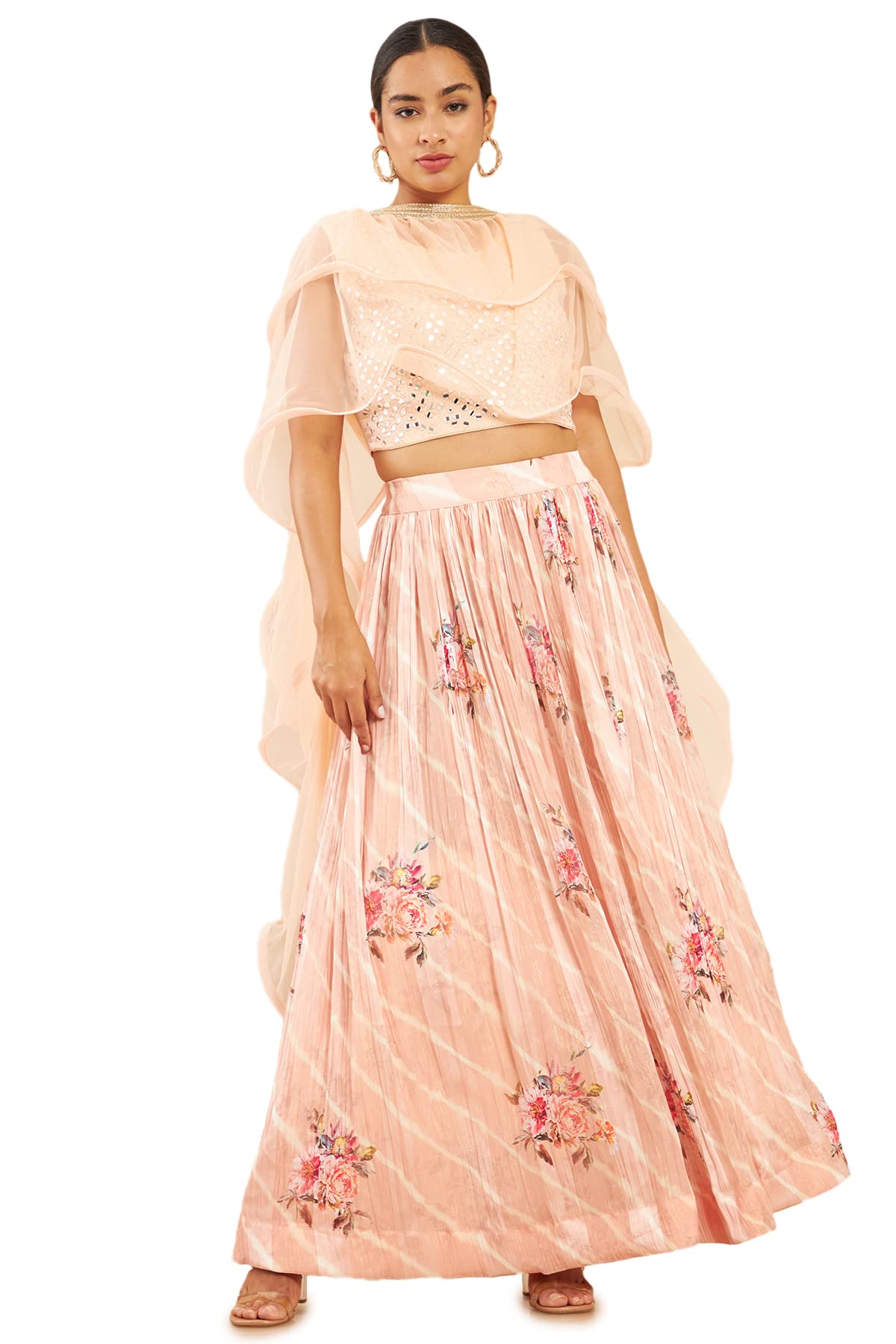 Soch Women Pink Geometric Ghagra Choli