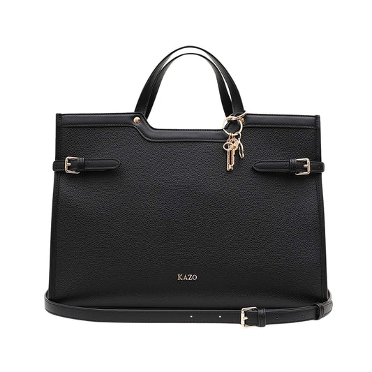 Kazo Bag Black Structured Shoulder Handbag | Premium Faux Leather Purse