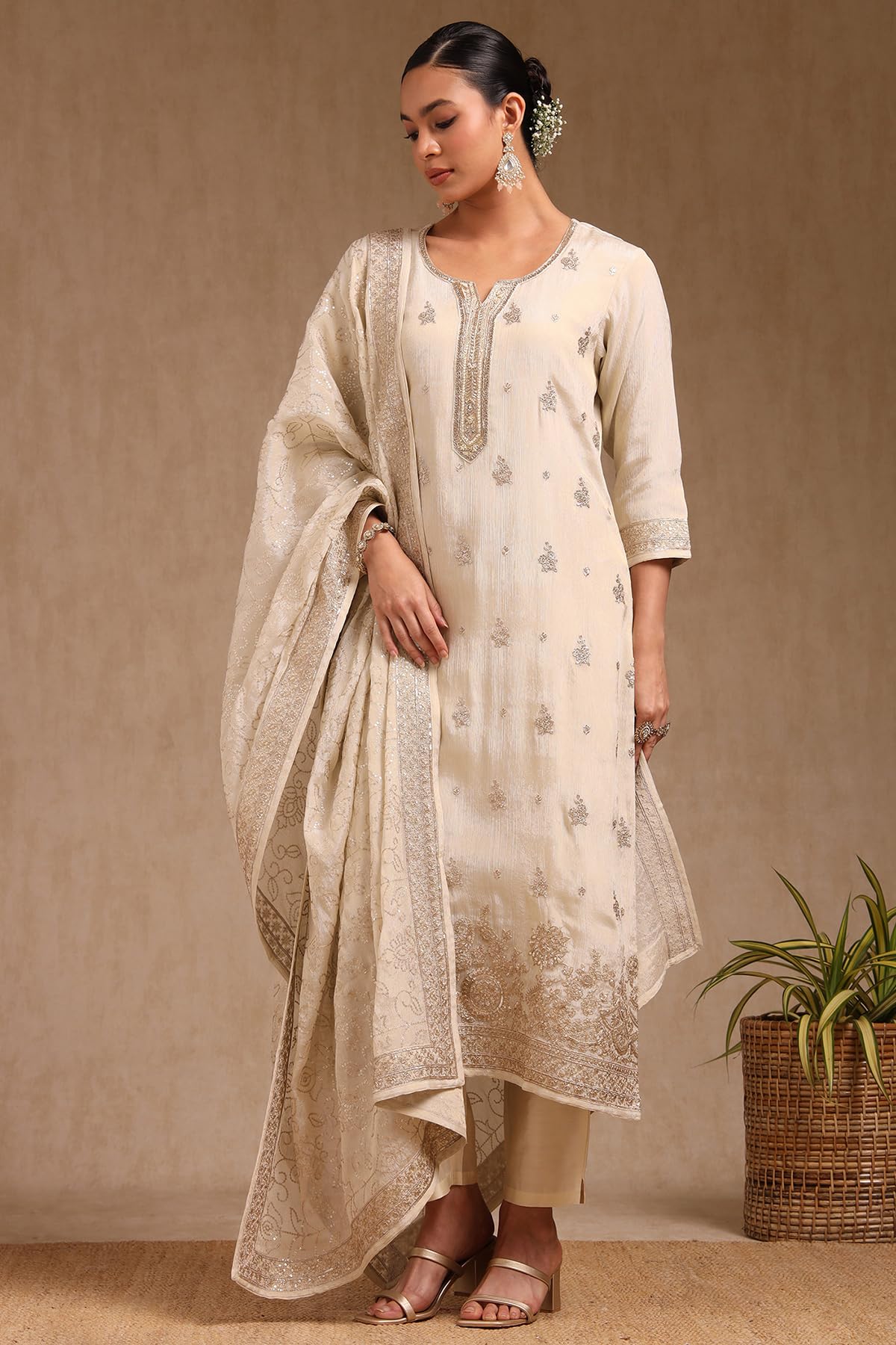 Soch Womens Tissue Embroidered Suit Set With Sequins