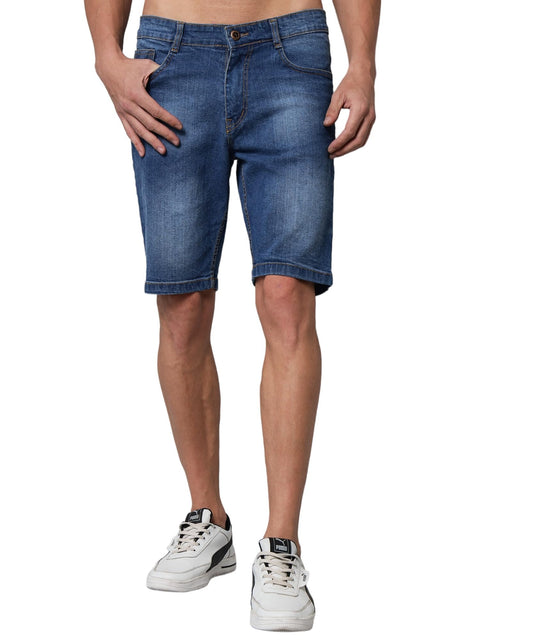 STUDIO NEXX Men's Cotton Denim Shorts - HIKE54_MEDBLUE_28 Blue