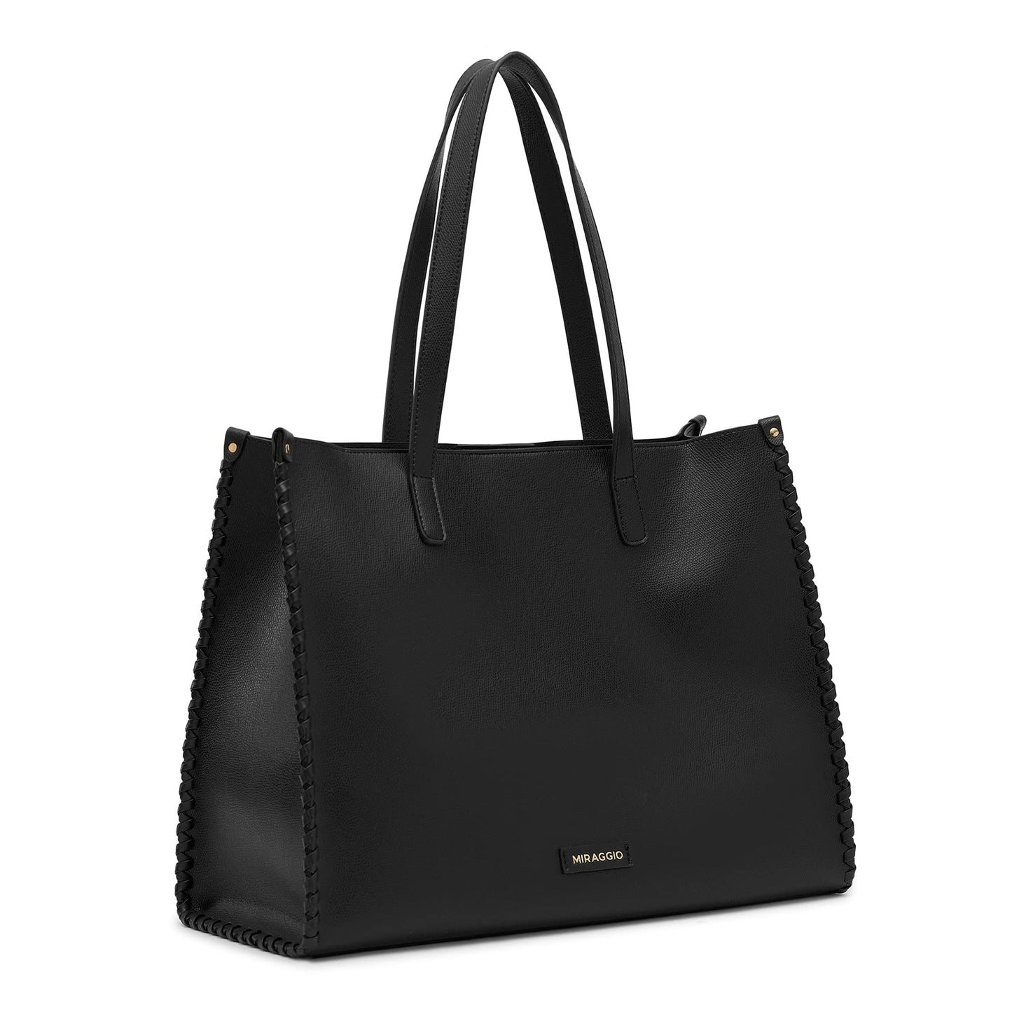 Miraggio Brooklyn Large Sized Tote Bag with Front Pocket for Women | Office Handbag for Women | Fits Upto 16" Laptop | Ladies Shoulder Purse (Black)