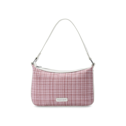 Fastrack Women's Basketweave Shoulder Bag | Top Zip Closure, Comfortable Shoulder Straps, Inner Utility Pockets | Textured Fabric Bag | 6 Months Warranty