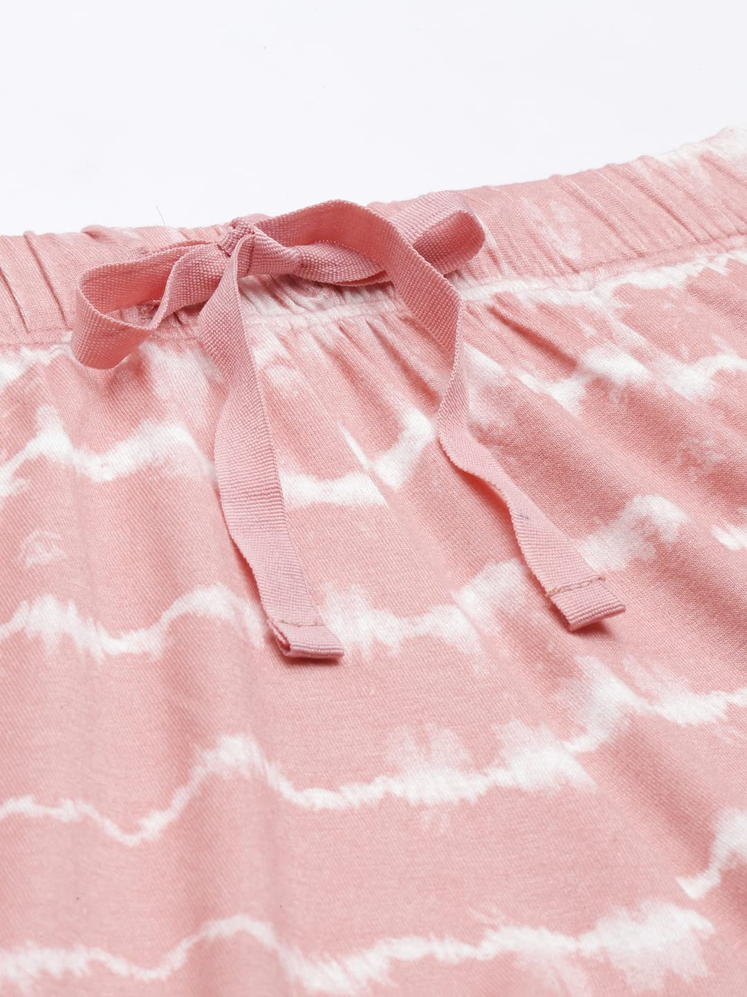 Enamor Essentials Women's Relaxed Fit Modal Fabric Short Sleeve Printed Shirt and Mid-Rise Mid-Thigh Length Slounge Shorts Set - EC14(EC14-Rouge Tie Dye Aop-XXL)