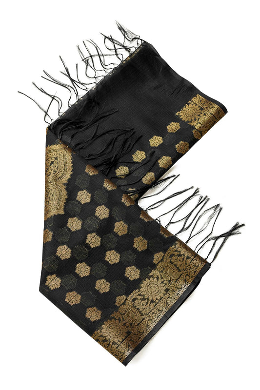 Soch Womens Black Polyester Zari Woven Dupatta