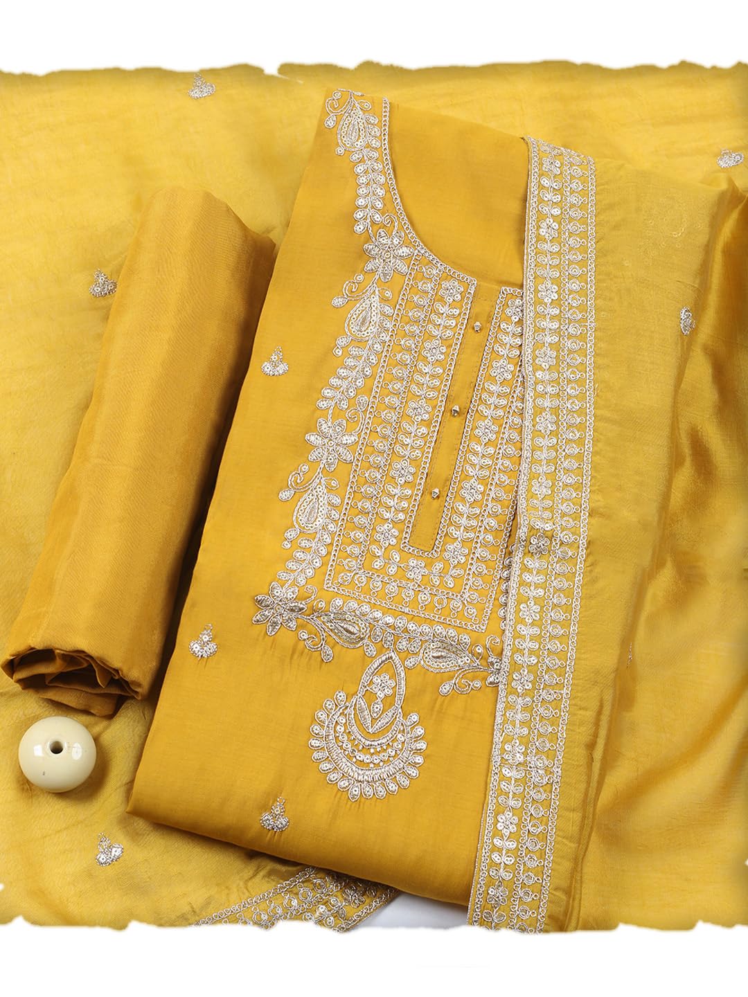 Meena Bazaar Printed Cotton Unstitched Kurta with Bottom & Dupatta