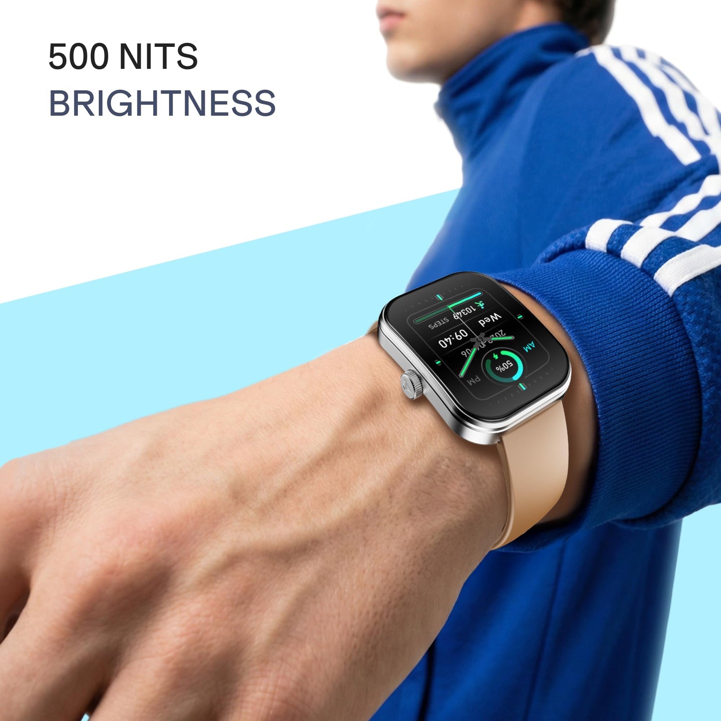 Boat Wave Sigma 3 Curv Smartwatch with 2.01” (5.33 cm) Immersive Curved Display, Metallic Finish, Functional Crown, BT Calling, Sleep, Stress, Heart Rate & SpO2 Monitoring, SOS, IP68(Timber Brown)