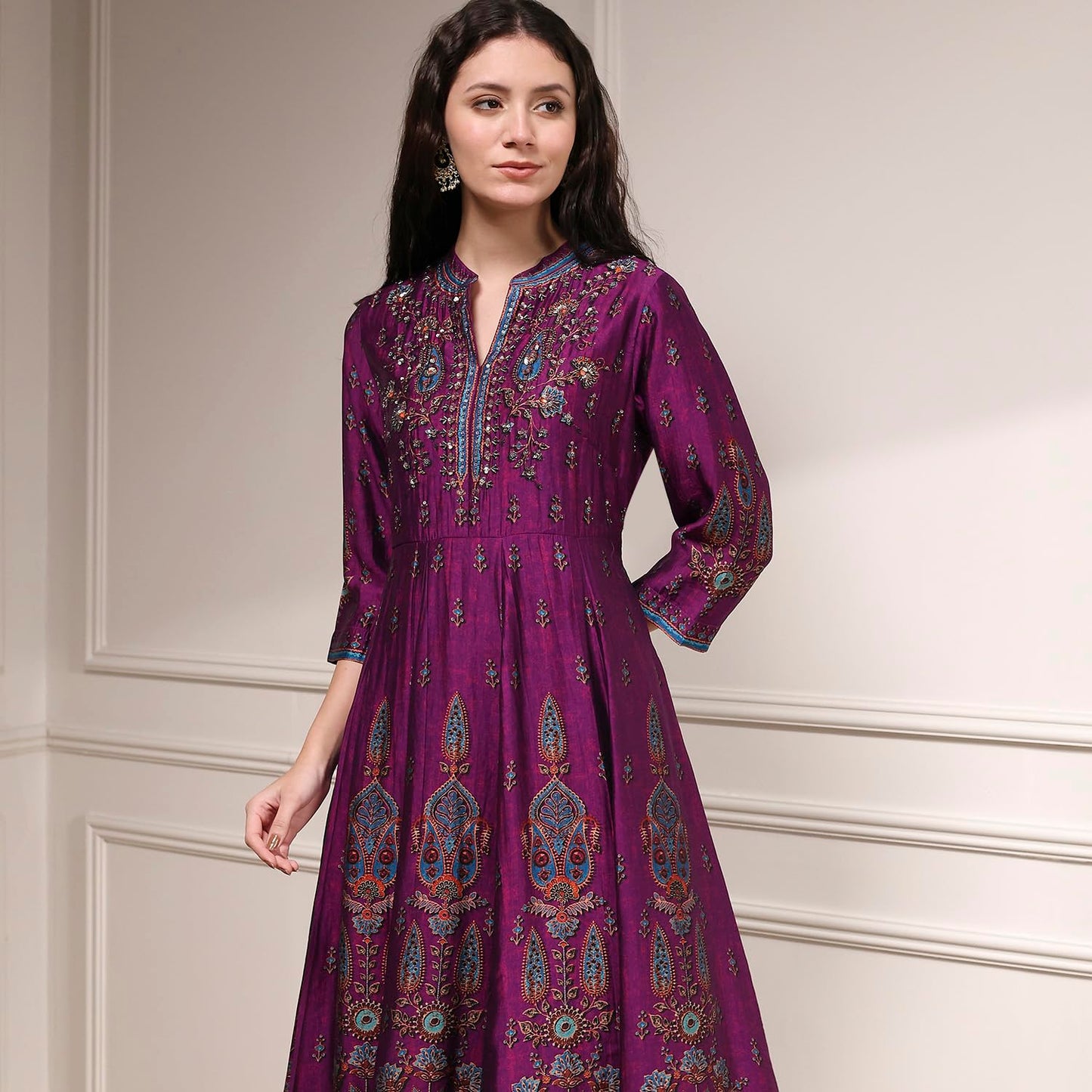 Biba Women's Rayon Kurta, Bottom, Dupatta (SKDRSTELE30316AW25PUR