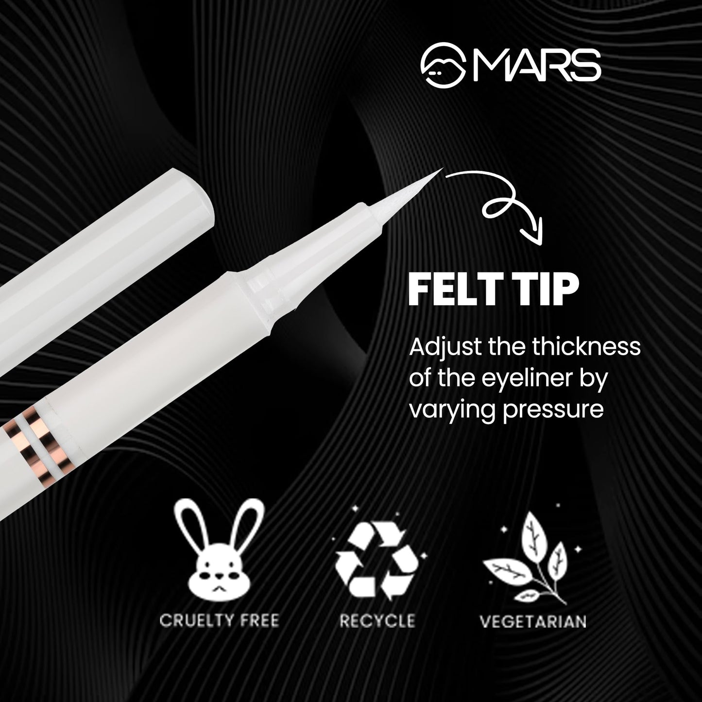 MARS Smudge Proof Liquid Pen Eyeliner with Ultra Fine Tip | Matte Finish & Waterproof (1.5g) (White)