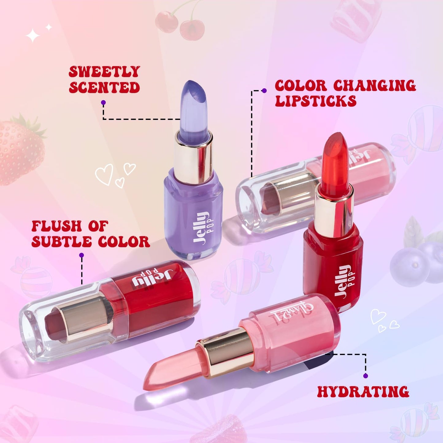Glam21 Jelly Pop fruity gel lipstick| Moisturising | Glossy Finish | Gives a Natural Colour | Lightweight | 01- Cranberry Pink, 3.5gm