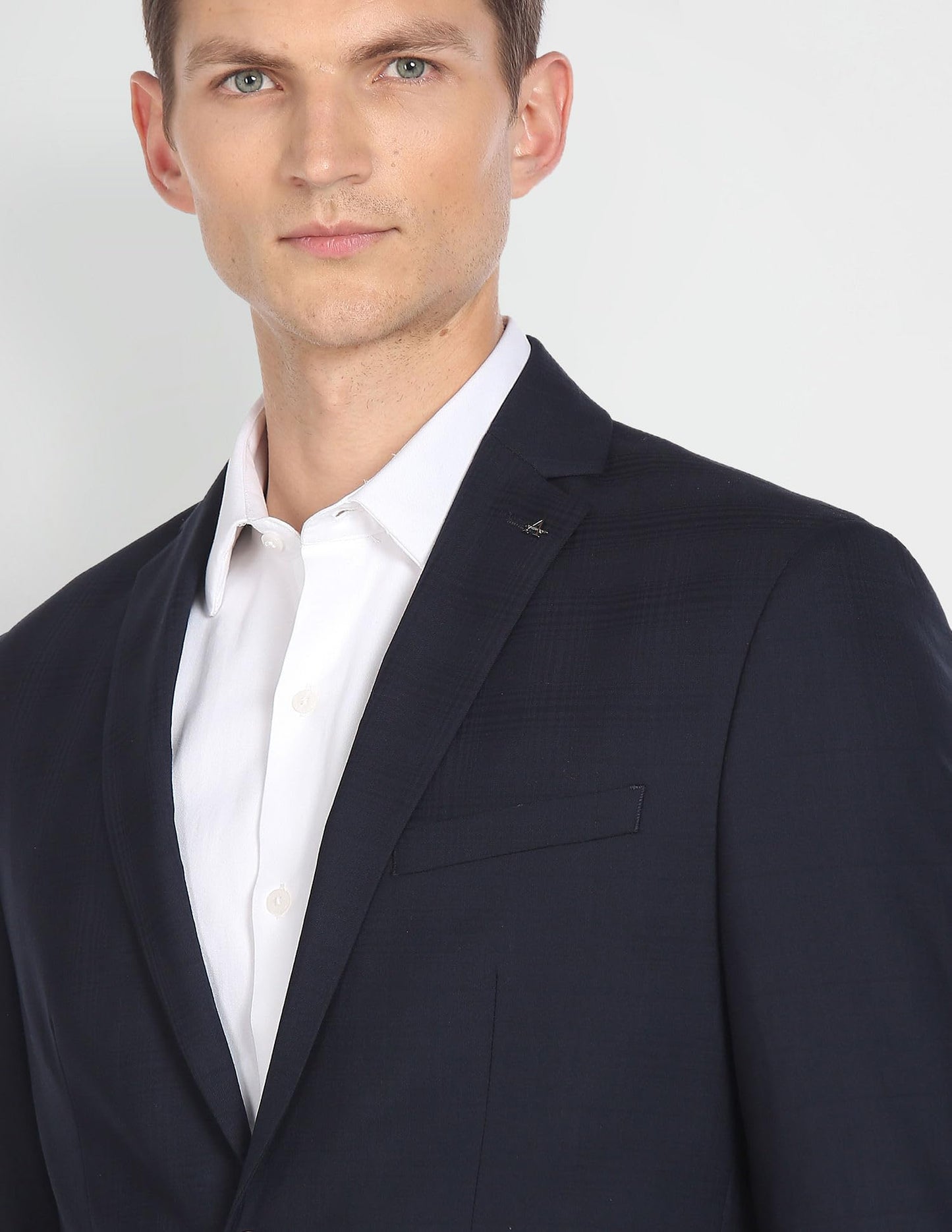 Arrow Men's Polyester Single Breasted Business Suit Pants Set (ARAFSU5522_Navy