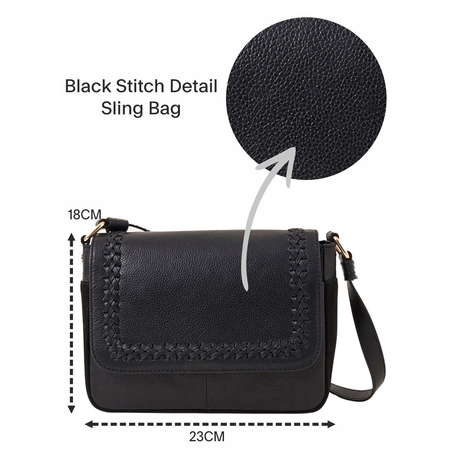 Accessorize London Women's Caffy Black Sling Bag| crossbody sling bag for women stylish|Ladies Adjustable Strap sling bag|Shoulder bag for woman