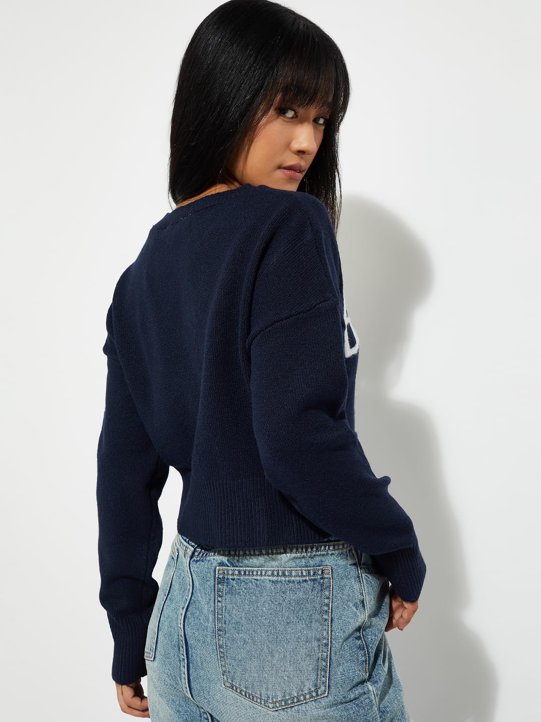 Max Alaya F x URB_N Knit Crop Sweater (Blue_M)