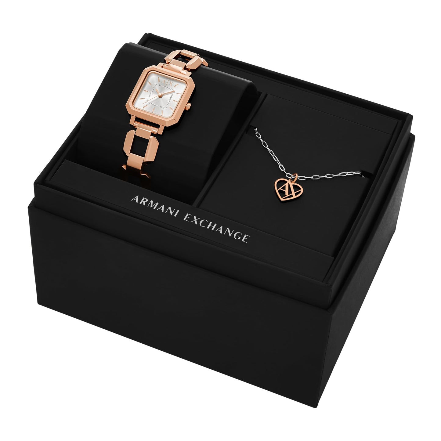 Armani Exchange Pink Quartz Stainless Steel Watch AX7167SET