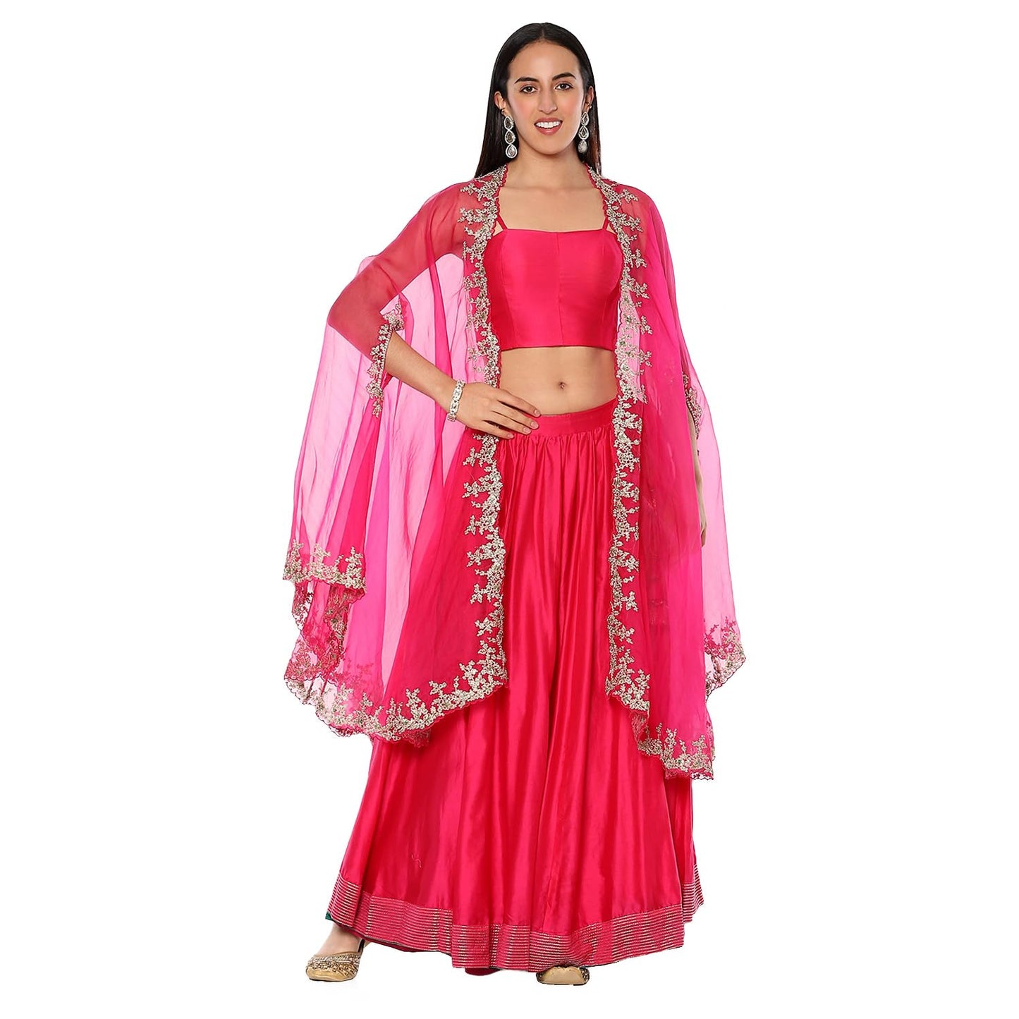 BIBA Women's Cotton Lehenga Set (SKDHO10295AW24FUS_Fuchsia_L)