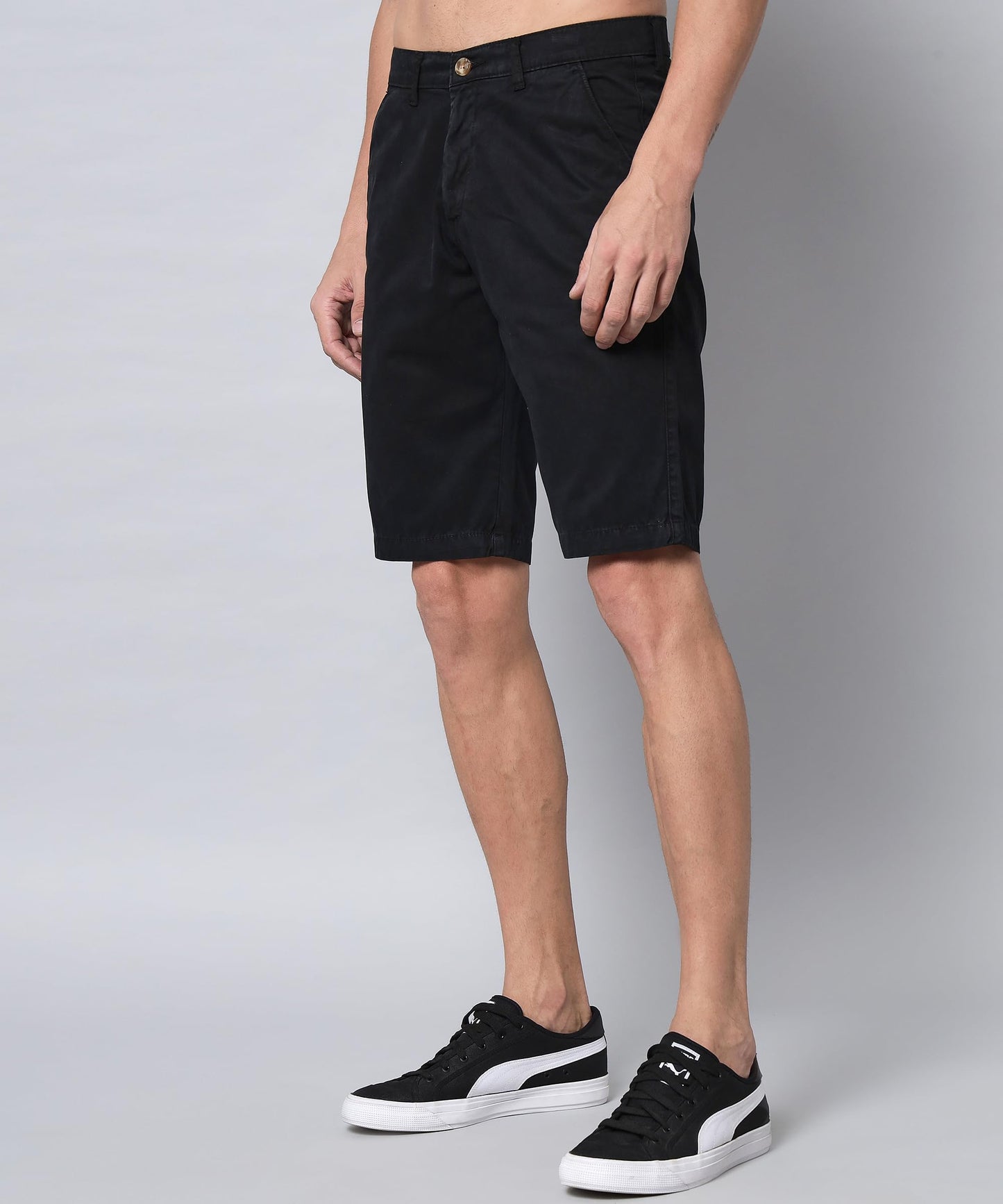 STUDIO NEXX Men's Cotton Chino Shorts - UBER5_Black_32