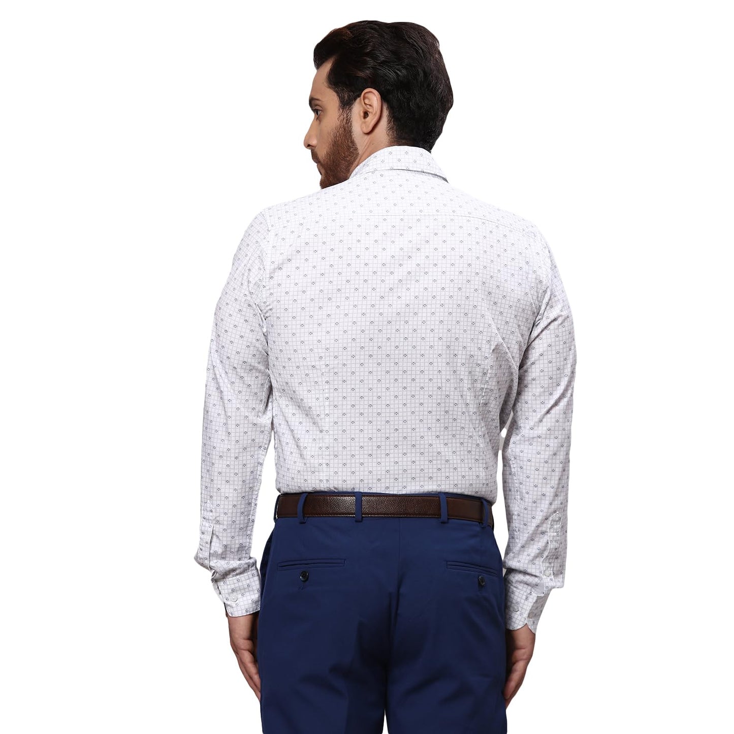 Raymond Men's Print Slim Fit Shirt (RCSQ01677-G6_Dark Grey