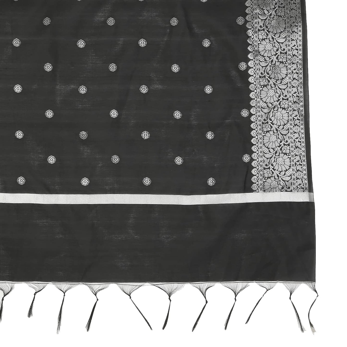 DUPATTA BAZAAR Women's Solid Silk Dupatta (DB3013_Black_Free)