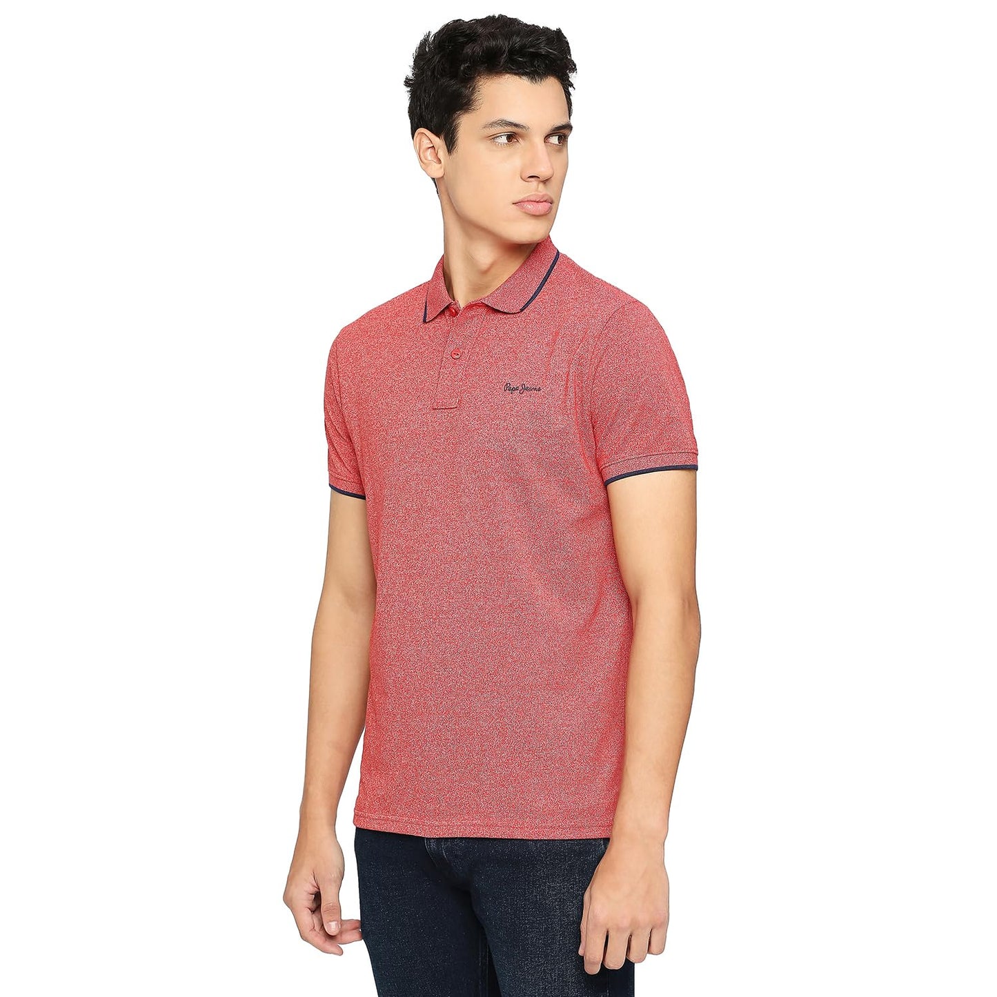 Pepe Jeans Men's Solid Regular Fit T-Shirt (PM542093_Dark RED