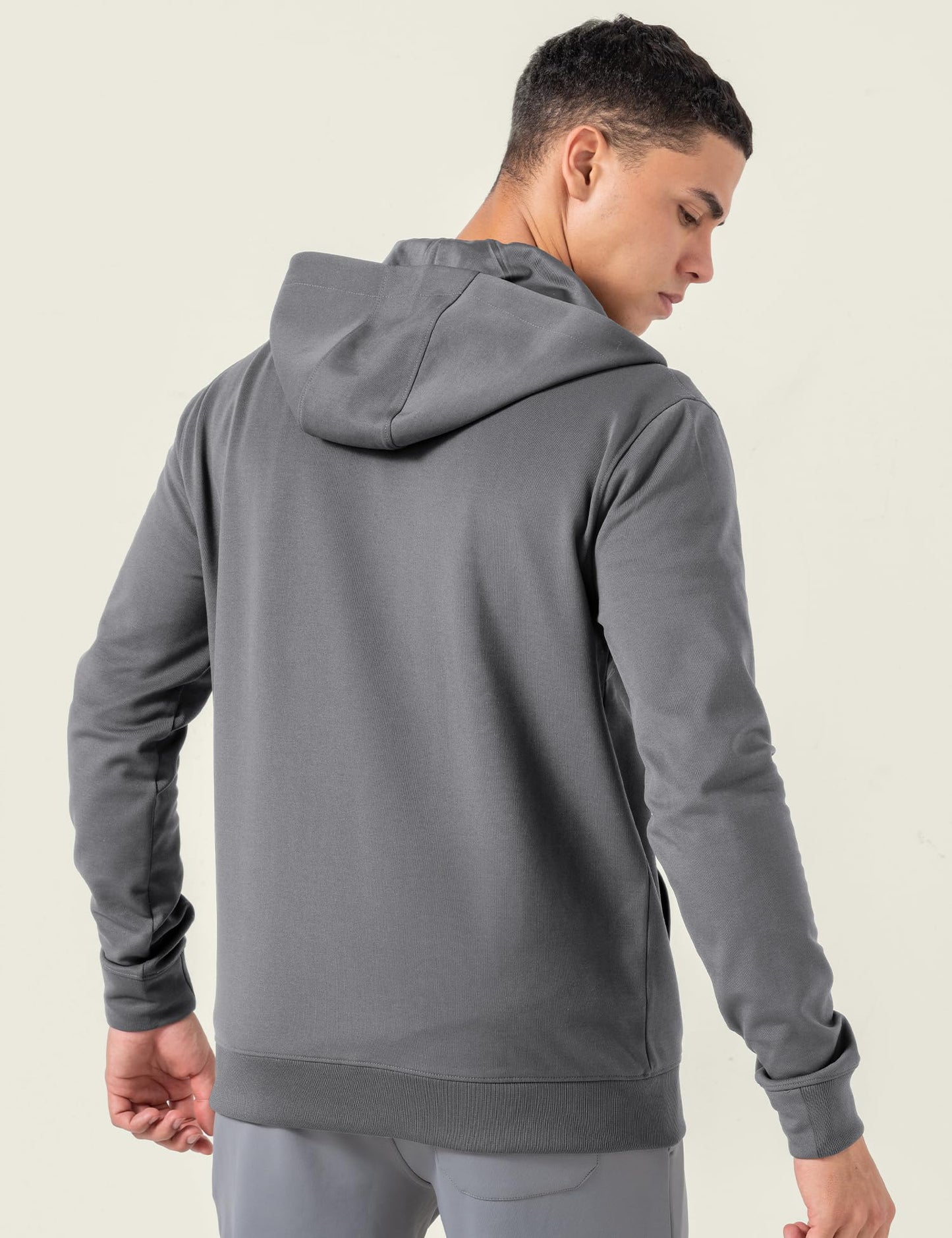 DAMENSCH Regular Fit Matt Solid Premium Microfibre Elastane Zipper Hoodie Dyes Soft Inner Fleece Fabric for Softer Feel, Comfortable Casual Wear Hoodie for Men - City Grey - L