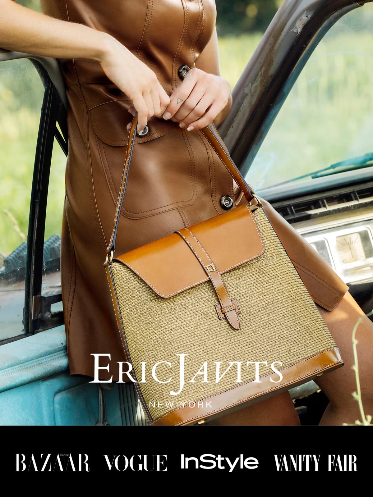 Eric Javits Squishee Bel Air Straw Bag - Convertible Crossbody Beach Purse, Straw Handbag & Backpack - Squishee Straw Purse with Zip Top Closure - Durable Straw Beach Bags for Women (Natural), Natural