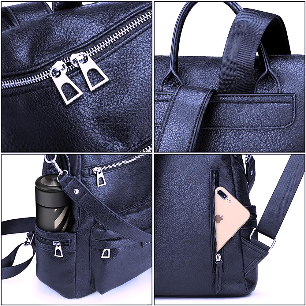 MomsyStore Fashion Backpacks For Girls and Women to Carry Regular Stuff Vegan Leather Backpacks (Blue)